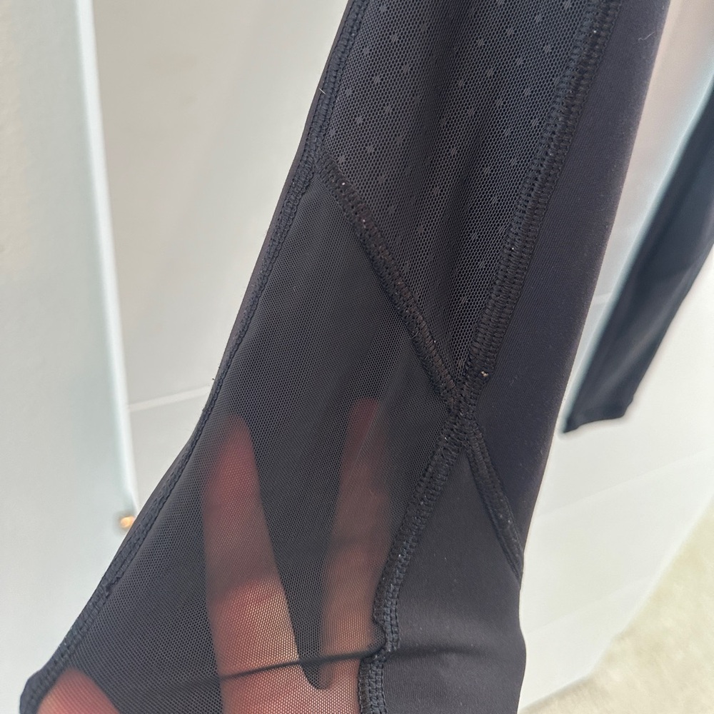 Lululemon Black Bodycon Mesh Detail High-Rise Leggings | Size 6 - Picture 12 of 15